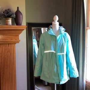 Aquamarine rain jacket w hood
